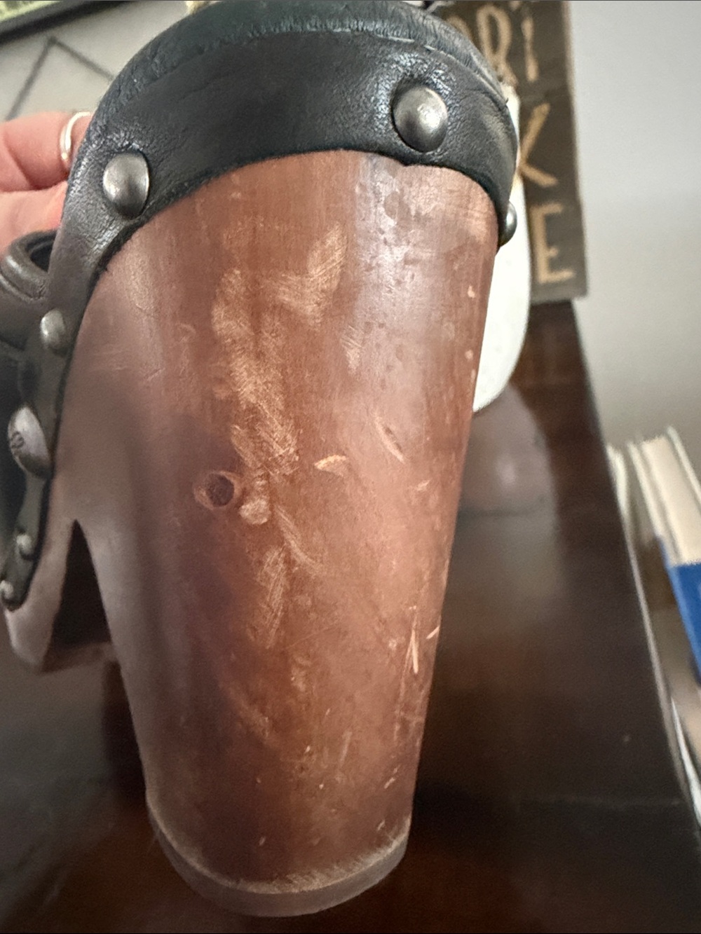 UGG Kaylee Black Leather Braided-Trim Clogs - Picture 10 of 15